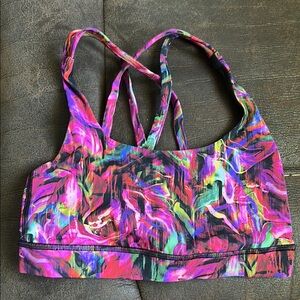 Lululemon Pink and Purple Sports Bra with Racerback Design
